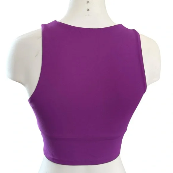 Aerie Cropped Sports Tank Top/Built in Bra-Violet, size S - Picture 3 of 6
